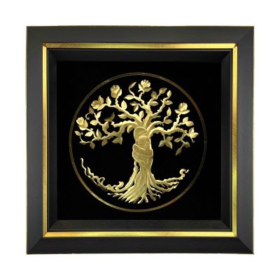 تابلو ورق طلا درخت زندگی کوچک قاب لبه طلایی